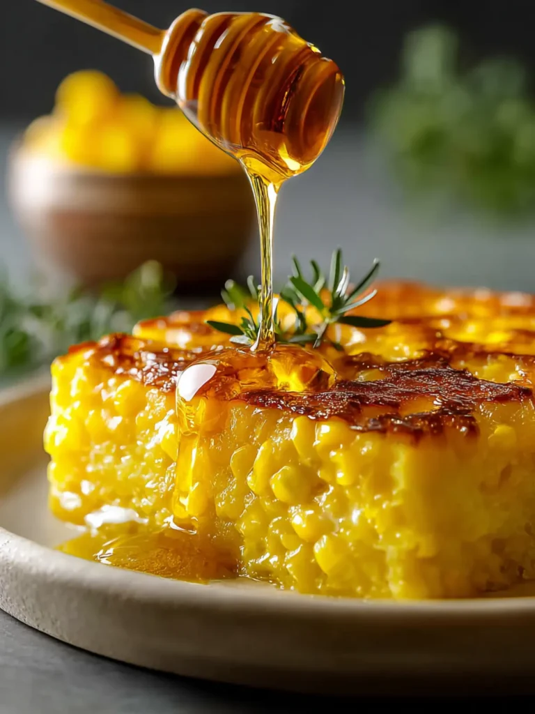 Irresistible Sweet Corn Pudding with Honey Drizzle Recipe First Image