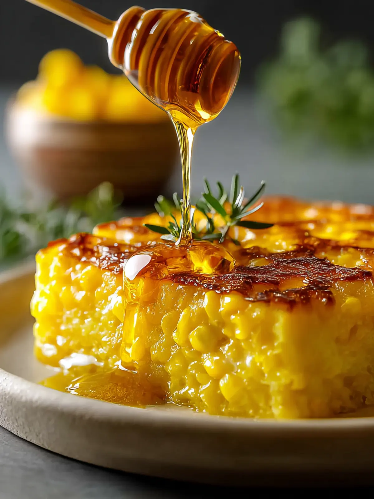 Irresistible Sweet Corn Pudding with Honey Drizzle Recipe First Image