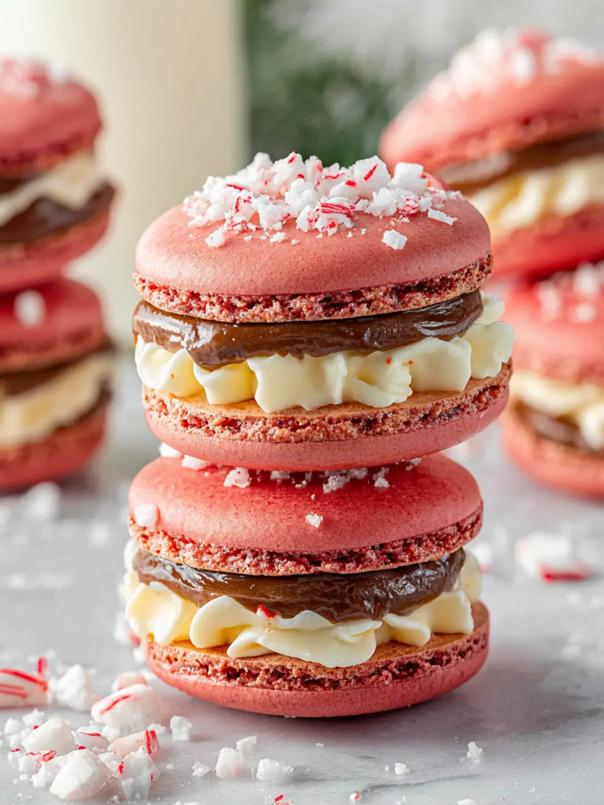 Peppermint Chocolate Macarons (Christmas Macarons) First Image