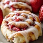 Strawberry Cinnamon Rolls With Cream Cheese Frosting First Image