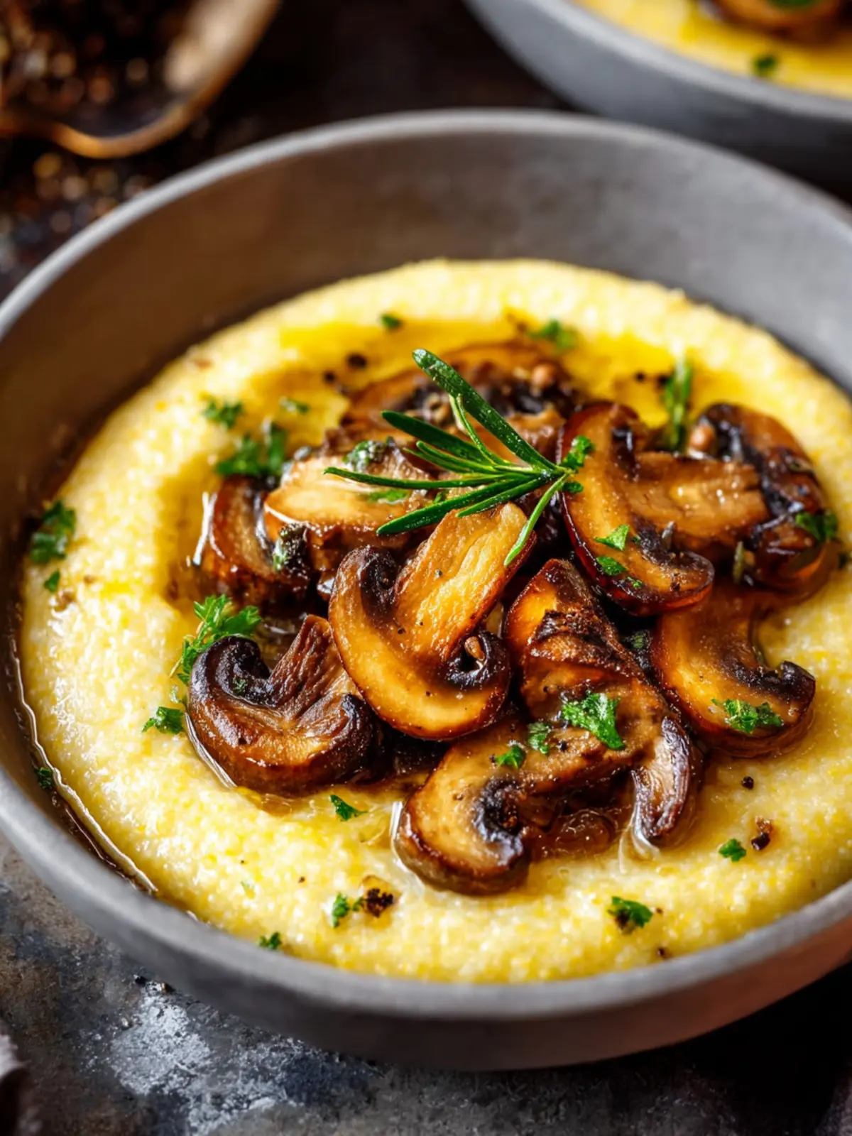 Creamy Garlic Polenta With Mushrooms First Image
