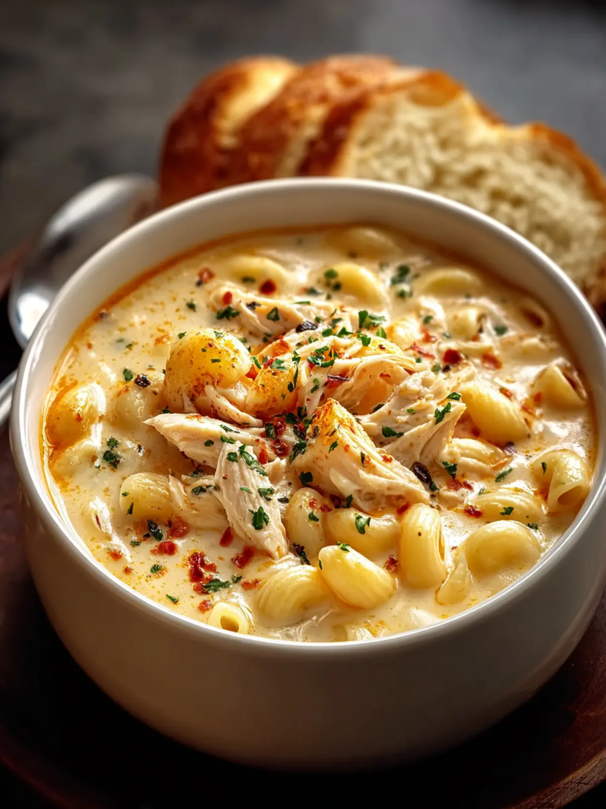 Creamy Chicken Macaroni Cheese Soup You’ll Crave Every Time
