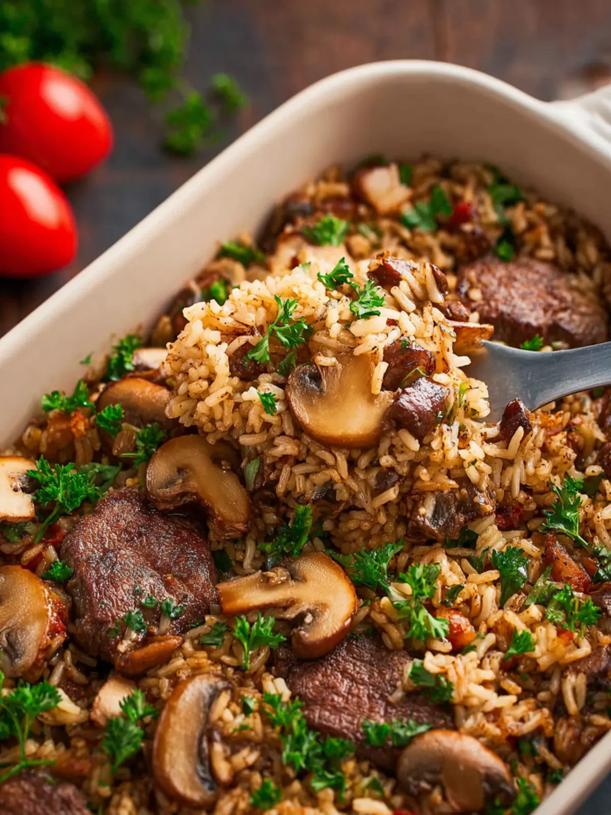 Steak and Mushroom Baked Rice First Image