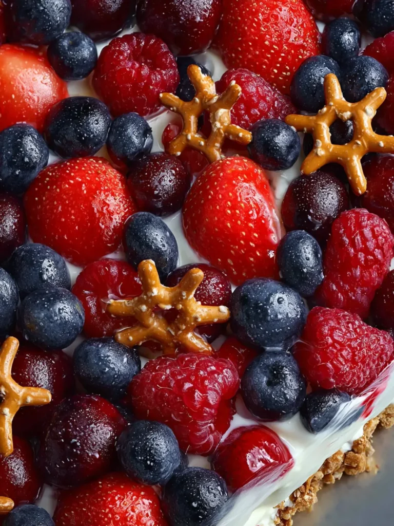 No Bake Summer Berry Pretzel Salad First Image